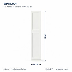 Private Label 18 Inch Tall <b>Pantry</b> <b>Cabinet</b> 90 Inch Tall White Shaker 24 Inch Deep RTA Wholesale Vietnam Factory - Product Image 6