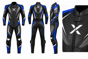 Combinaison de moto en cuir une pièce X Signature Performance |   Noir Bleu Blanc |   Fabricant OEM ODM |   Qualité de conception haut de gamme | - Product Image 6