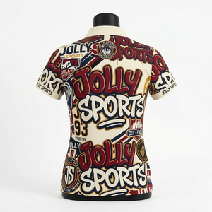 Camiseta polo para mujer de poliéster suave 180 que absorbe la humedad, color crema, con estampado multipanel, sublimación y logotipo personalizado. Camisetas polo para mujer. - Product Image 4