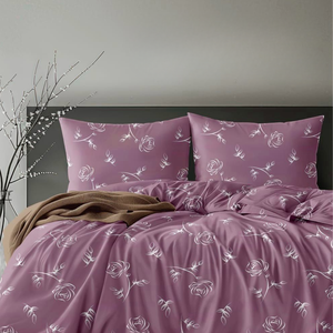 Drap de lit de luxe IBIZA à imprimé floral rose poussiéreux |   Literie en coton glacé de qualité supérieure |   Tissu respirant doux au toucher coton - Product Image 1