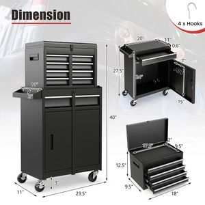 2-in-1 <b>Rolling</b> <b>Tool</b> Chest with 5 Lockable Sliding Drawers Product Category <b>Tool</b> Cabinets - Product Image 6