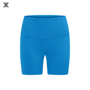Shorts Deportivos Ajustados de Cintura Alta con Banda Elástica Azul Sólido para Mujer, para Gimnasio, Fitness y Entrenamiento - Product Image 2