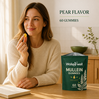 Gummies de feuilles de molène à marque privée pour la détoxification pulmonaire et le soutien respiratoire, saveur poire, végétaliennes, sans sucre, supplément OEM ODM