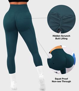 Women Running Leggings Compression Scrunch Butt <b>Tummy</b> <b>Control</b> High Waisted Solid Sports Butt Lifting Workout Gym Tight Yoga Pant - Product Image 4
