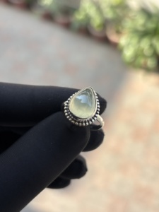 Natural Prehnite Gemstone <b>Ring</b> 925 Sterling Silver Handmade Vintage Style Pear Cabochon Healing <b>Crystal</b> Jewelry Gift for Women - Product Image 1