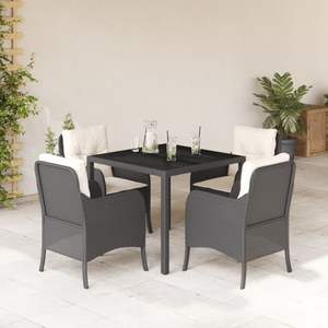 Juego de Comedor para Jardín en Blanco Crema y Negro - Product Image 1