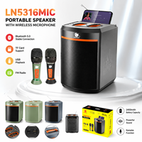 Altavoz Portátil LN-5316MIC con Doble Micrófono Inalámbrico, Sistema de Audio Karaoke de 55W con Bajos Potentes, Venta al Por Mayor