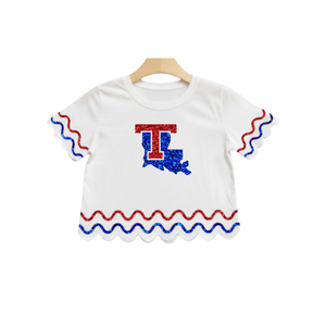 Camiseta de Manga Corta para Niñas/Bebés con Lentejuelas Bordadas a Mano, Transpirable, 100% Algodón, Lavable, para el Día del Partido, en Oferta - Product Image 1