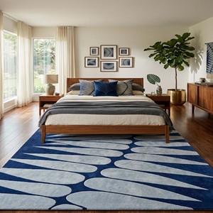 Modern Abstract Blue Area Rug Hand Tufted Rug Contemporary Luxury Wool Carpet Living Room Bedroom Decorative <b>Floor</b> Covering Rug - Product Image 2