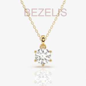 Cadena de Lujo con Diamante Cultivado en Laboratorio, Corte Brillante Redondo, en Oro Amarillo de 14k, Joyería Fina para Mujer, Uso Diario - Product Image 4