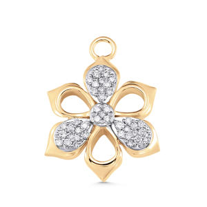 Luxury 18K <b>Solid</b> Gold Flower Pendant With Diamond Round Brilliant Cut Unisex Everyday Wear Jewelry - Product Image 1