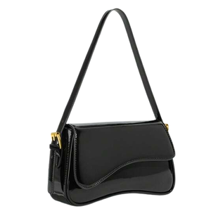 Bolso de hombro de charol color burdeos con cierre magnético y una sola correa - Product Image 3