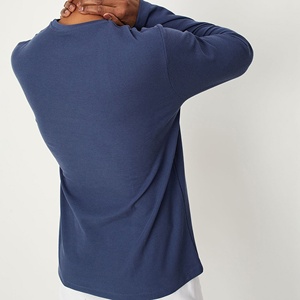 Custom Waffle Knit Cotton <b>Long</b> <b>Sleeve</b> T-Shirt <b>Men</b> Spring Casual <b>Top</b> OEM Wholesale BD - Product Image 5
