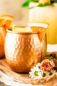 Copper Moscow mule <b>cup</b> set for palace terrace refreshments hammered finish metal <b>cups</b> durable <b>reusable</b> party mugs - Product Image 1