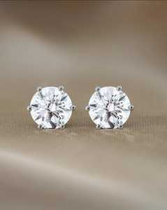 Diamond <b>Stud</b> <b>Earrings</b> 2 Ct Round Lab Grown Prong Set Everyday Classic Fine Jewelry <b>Studs</b> Custom 14K 18K Solid Gold Factory Price - Product Image 3