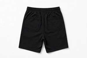 Shorts mi-taille noirs sportifs pour hommes en polyester/coton, taille élastique avec cordon de serrage, imprimé 'No Pain No Gain', décontractés pour l'été et la plage - Product Image 2