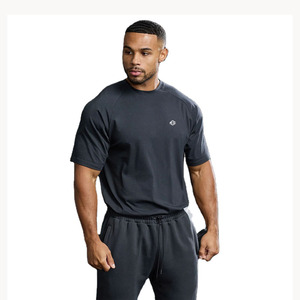 เสื้อยืดออกกำลังกายผู้ชายไซส์ใหญ่ ผ้าฝ้าย 95% ผสมอีลาสเทน 5% ระบายอากาศได้ดี แขนเสื้อแบบแร็กแลน รับสกรีนโลโก้ มีไซส์พลัส เสื้อเจอร์ซีย์ออกกำลังกายแบบยาว - Product Image 1