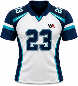 Jersey Personalizado de la Liga de Fútbol Americano para Hombre, Azul Marino con Franjas Verde Azulado en las Mangas, Ropa Deportiva Ligera para el Día del Partido, OEM - Product Image 1