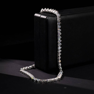 Moissanite Tennis <b>Necklace</b> Iced Out Silver Chain Luxury Sparkling Jewelry Elegant <b>Statement</b> <b>Necklace</b> For Women - Product Image 2