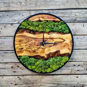Nature's <b>Heart</b> Wood And Moss <b>Clock</b> Forest Whisper Handmade Wall Green Haven Wood Slice <b>Clock</b> Mossy Timber Artisan Wall <b>Clock</b> - Product Image 3