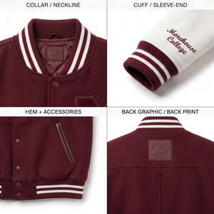 Blouson Bomber de Luxe pour Homme en Laine Melton Premium avec Manches en Cuir, Logo Personnalisé, Vêtement d'extérieur OEM Style Letterman, Fermeture Éclair, Fabrication en Usine - Product Image 4