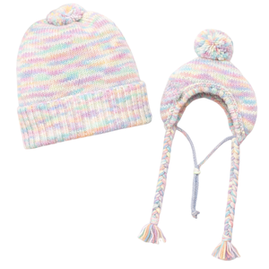 Human Pom Pom <b>Hat</b> Pastel Icing Soft Knit Winter Beanie with Pom Pom Cozy Stretch Fit Stylish Cold Weather Headwear - Product Image 2
