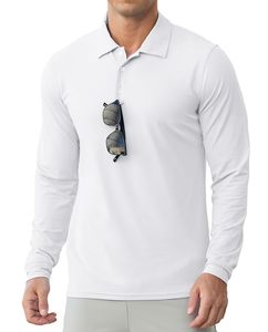 Chemises décontractées pour hommes, couleur unie, polos de golf à manches longues, UPF 50+, polos à col à manches longues, vêtements de travail, logo personnalisé, chemises vierges - Product Image 3