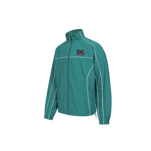 Veste de sport coupe-vent pour homme avec logo personnalisé, fermeture éclair intégrale, col montant, veste de course sportive verte - Product Image 4
