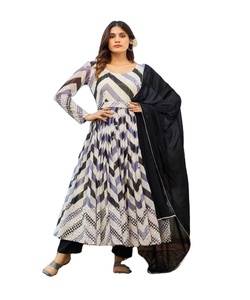 ชุด dupatta เดรสส่าหรีสีดำสองชิ้นเสื้อยาวขนาดใหญ่ปากีสถาน - Product Image 1