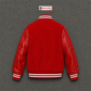 Veste rouge tendance pour homme, vêtement d'extérieur streetwear, veste varsity à boutons pression, veste varsity en laine smart casual, veste varsity TIMEL - Product Image 6