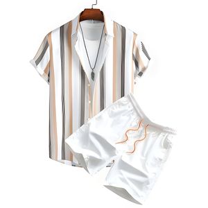 Trajes de Playa Otoñales para Hombre, Conjunto Casual de 2 Piezas, Camisa de Manga Corta de Alta Calidad Personalizada + Pantalones Cortos Estampados con Cintura Elástica - Product Image 5