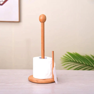 Support de papier essuie-tout moderne en bois de manguier artisanal de qualité supérieure, organisateur de rouleaux de cuisine, support élégant sur pied avec base lourde - Product Image 3