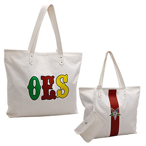 Sac fourre-tout blanc OES – Sac à bandoulière en Codura et polyvinyle avec portefeuille assorti |   Matériau imperméable et design d'emblème OES - Product Image 1