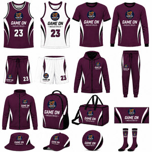 Ensemble d'uniformes de basketball personnalisés par sublimation GAME ON INDUSTRIES – Maillot réversible, short, sweat à capuche, veste, sac, chapeau, chaussettes – Kit complet - Product Image 4