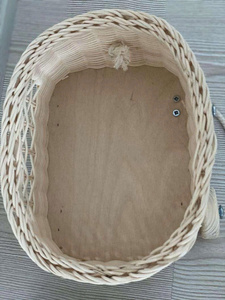 Handmade rattan Wicker Trolley With Wooden Wheels <b>For</b> Baby 0-3 Years Old - Product Image 5