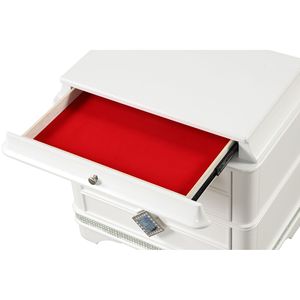 Table de chevet moderne à 2 tiroirs en bois blanc avec tiroir à bijoux caché et accents en cristal Laguna - Product Image 3