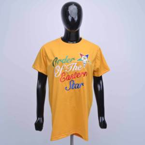 T-shirt jaune à manches courtes pour homme 100 % coton, chemise personnalisée de l'Ordre de l'Étoile d'Orient, vêtements de fraternité et de sororité brodés, haut confortable - Product Image 1
