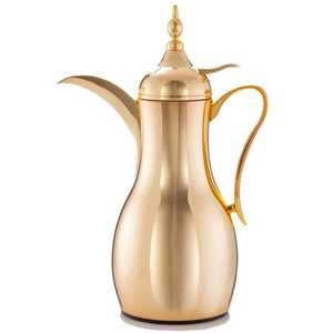 Carafe à café arabe professionnelle Dallah en acier inoxydable poli miroir, théière du Moyen-Orient, service de luxe pour l'hôtellerie - Product Image 1