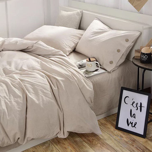 2026 Trendy Eco-Friendly Organic Bedding Set 5 pcs 1 Duvet Cover 1 <b>Flat</b> 1 Fitted Sheet 2 <b>pillow</b> cases Sets - Product Image 3