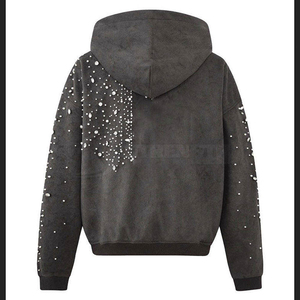 Rhinestone Fashion Hoodie Oversized Pullover Casual Streetwear Rhinestone Graphic Streetwear Hoodies - Product Image 4