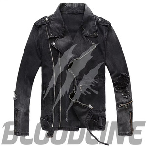 Chaqueta de Mezclilla para Mujer BLOODLINE INTERNATIONAL, Estilo Motociclista, Manga Larga, Cuello Camisero, Color Negro Lavado, Cierre de un Solo Botón, Corte Regular - Product Image 2