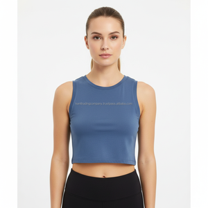 Private Label 100% Cotton Cropped Tank <b>Top</b> Women Custom Brand Logo Plain Blank Short Jersey Sleeveless <b>Top</b> Manufacturer Bulk - Product Image 2