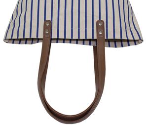 Bolsa de Lona Natural de Alta Calidad con Asa de PU, Bolsillo Interior con Cierre y Bolsillo Abierto para Móvil, Diseño de Rayas de un Solo Color en Toda la Superficie - Product Image 6