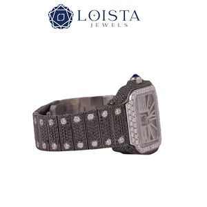 Reloj de cuarzo rectangular de acero inoxidable con incrustaciones de diamantes para mujer, esfera analógica, cristal de zafiro, correa de lujo de 20 mm - Product Image 2
