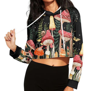 Hoodies pour femmes de haute qualité, confortables, vente en gros, style décontracté, crop top, sublimation, couleur unie, crop top sublimation - Product Image 1