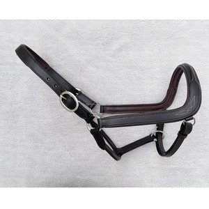 Halter de caballo de cuero de vaca anatómico hecho a mano de alta calidad LH242501 latón macizo con pulido de níquel estilo occidental e inglés - Product Image 1