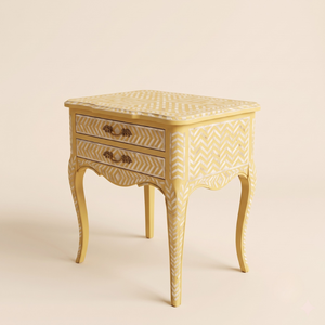 Table de chevet moderne en bois et nacre jaune pour salle de bain, bureau à domicile, salon ou chambre à coucher - Product Image 4