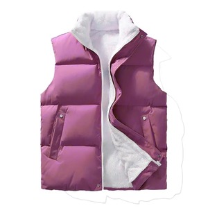 Gilet matelassé vert pour homme, col montant, fermeture éclair, coupe-vent, décontracté, vêtement d'extérieur d'hiver avec poches, couleur unie - Product Image 4
