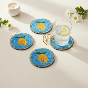 Handmade Eco-Friendly Bohemian Round Glass <b>Coasters</b> with Beaded Designs for Table Decoration - Product Image 6