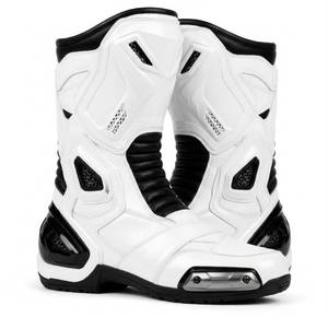 Bottes de moto blanches pour hommes, mi-mollet, en cuir véritable, fermeture éclair, imperméables, résistantes à l'abrasion, toutes saisons - Product Image 2